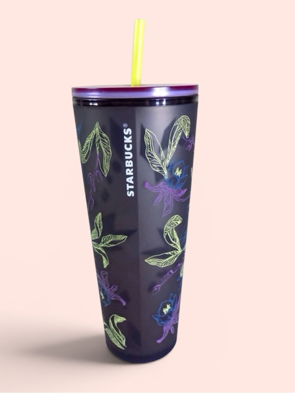 ✨NEW Starbucks 2024 Winter Floral Cup, Purple, Green, Green Straw